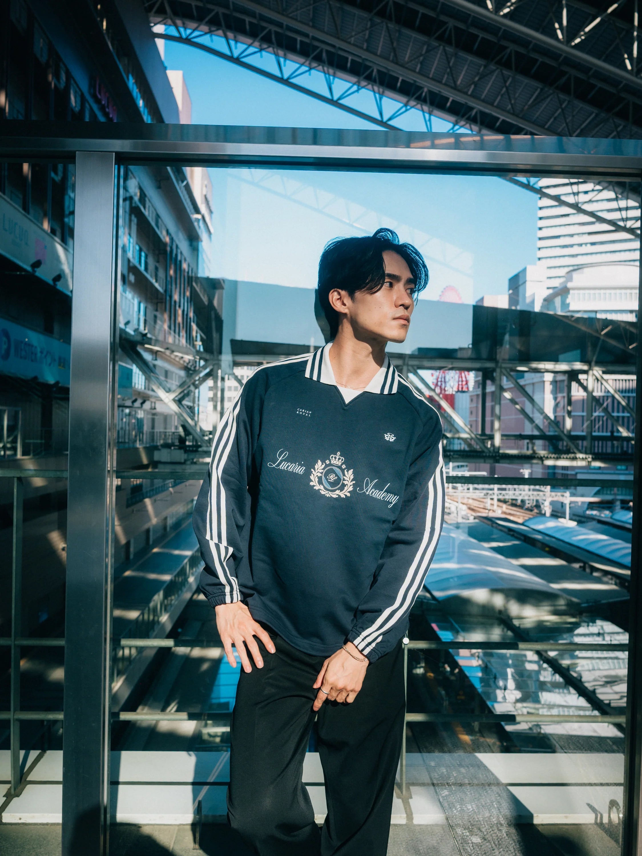 Lucaria Lapel Sweater Polo - Navy