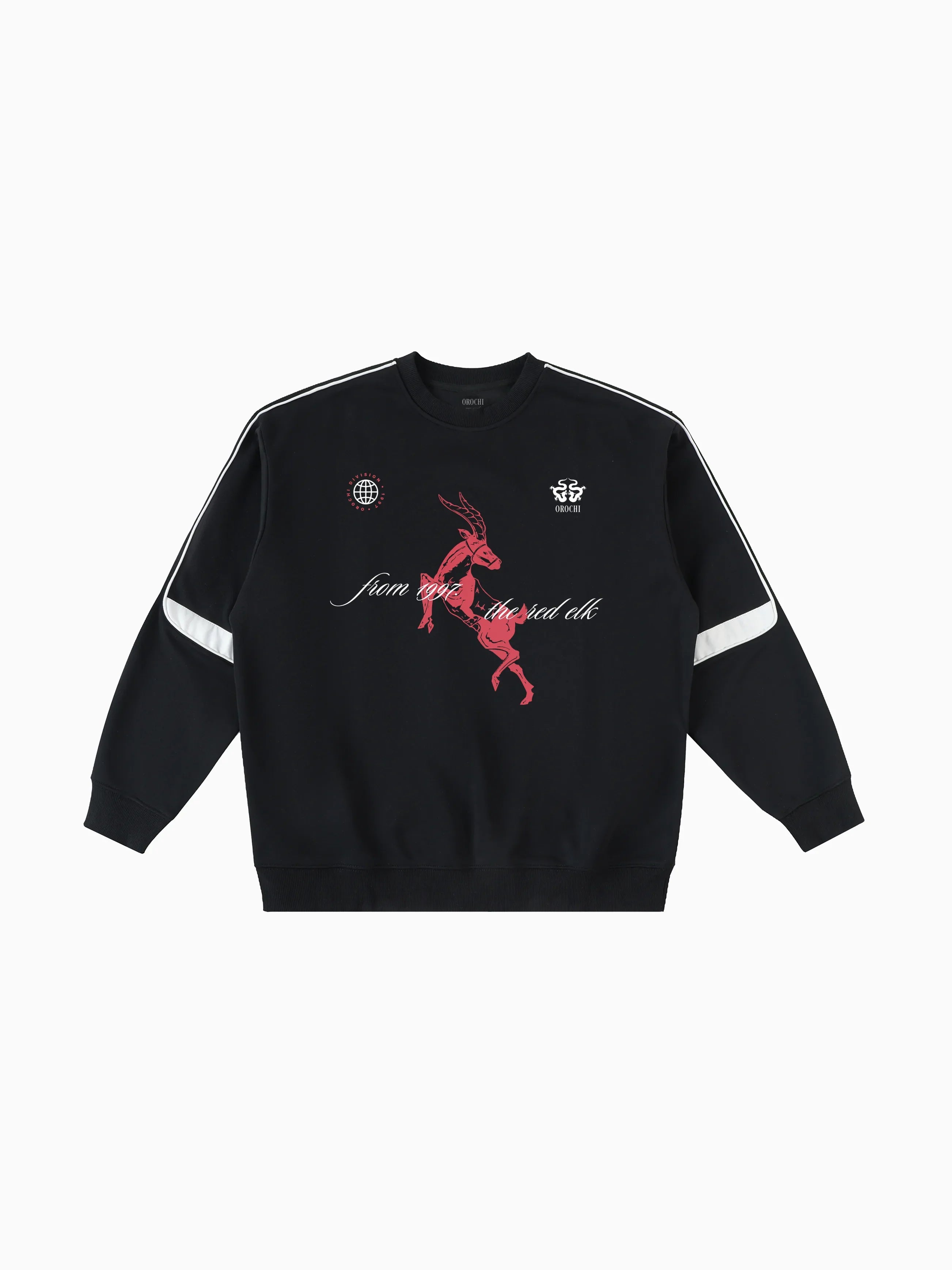 Red Elk Contrast Crewneck - Black