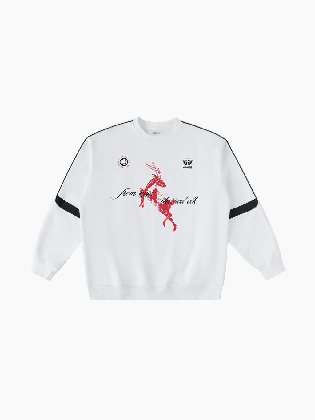 Red Elk Contrast Crewneck - White