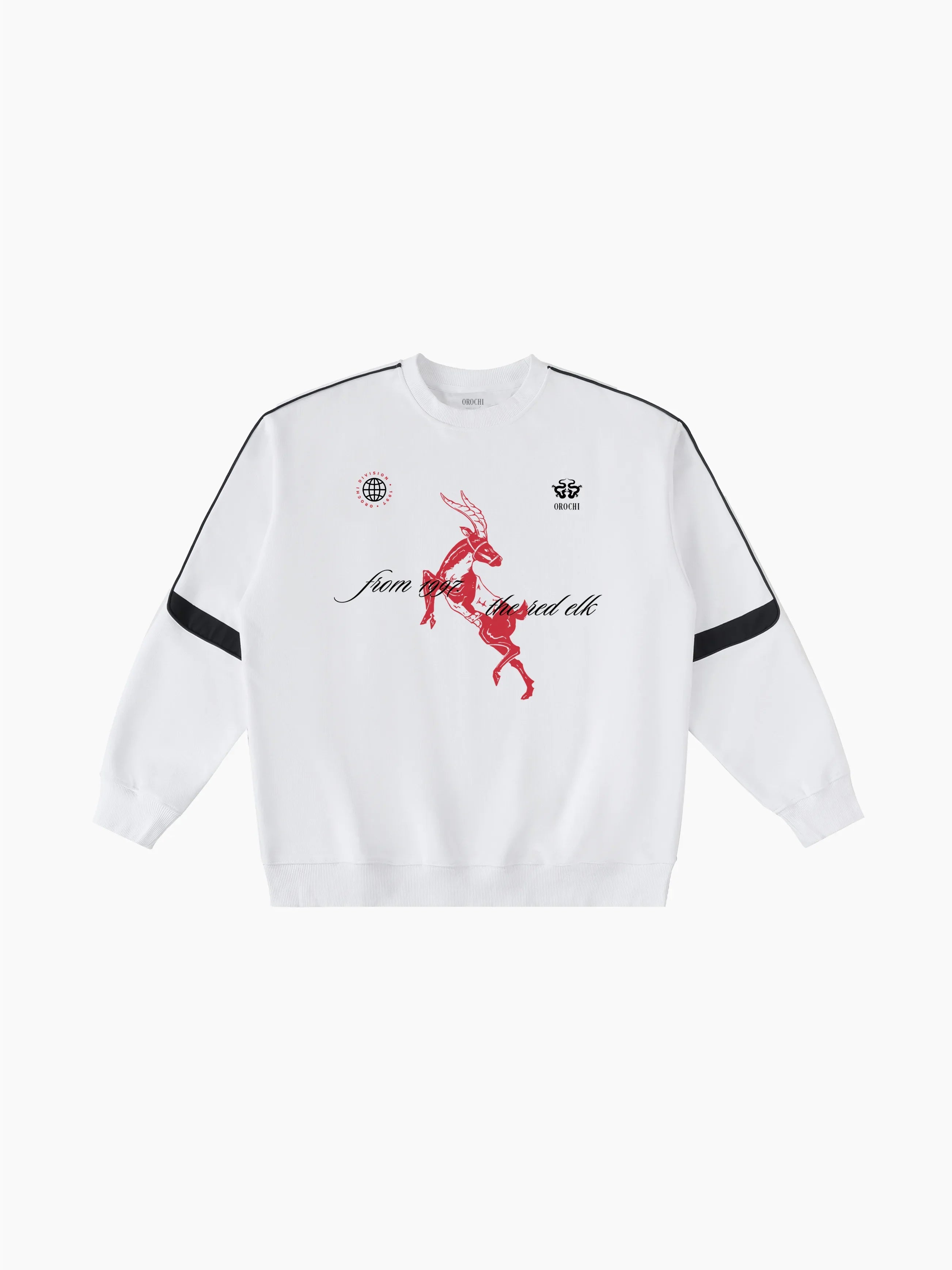 Red Elk Contrast Crewneck - White